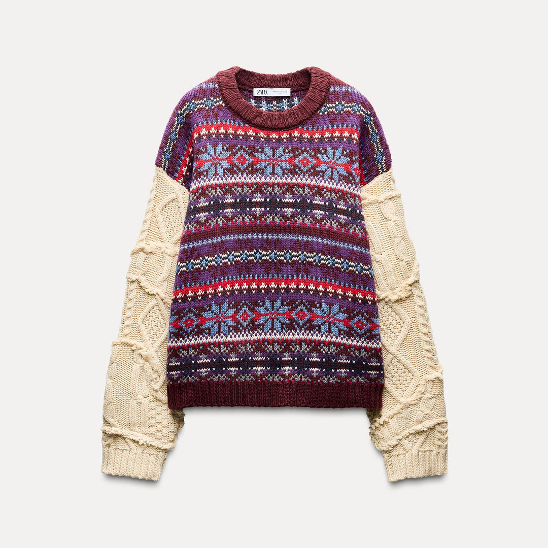 Moudda ZARA - Pull jacquard manches patchwork après-ski - Tunisie 2
