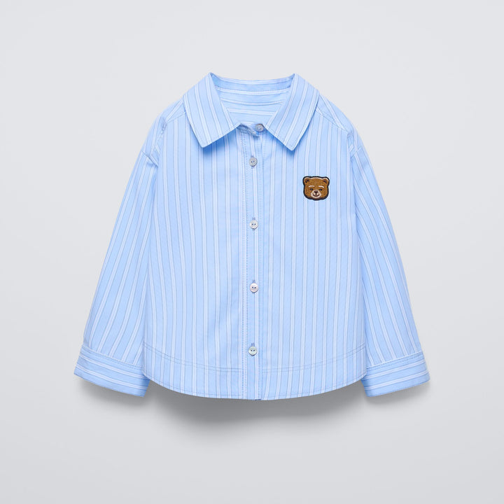 Moudda ZARA - Chemise rayée bleue patch ours - Tunisie 2