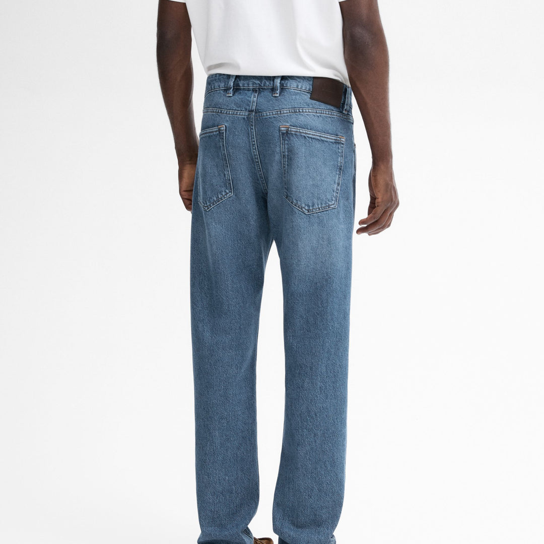 Moudda Massimo Dutti - Pantalon jean lavé indigo pur coupe slim - Tunisie 4
