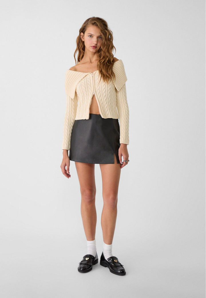Moudda STRADIVARIUS - Jupe-Culotte avec Fente Latérale en Simili Cuir - Tunisie 3
