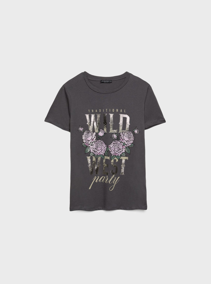 Moudda STRADIVARIUS - T-Shirt Manches courtes Graphique Foil - Tunisie 2