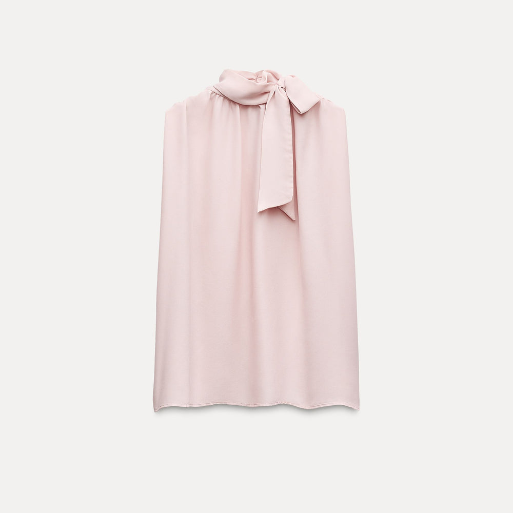 Moudda ZARA - Top en crêpe col bustier, nœud, manches courtes - Tunisie 2