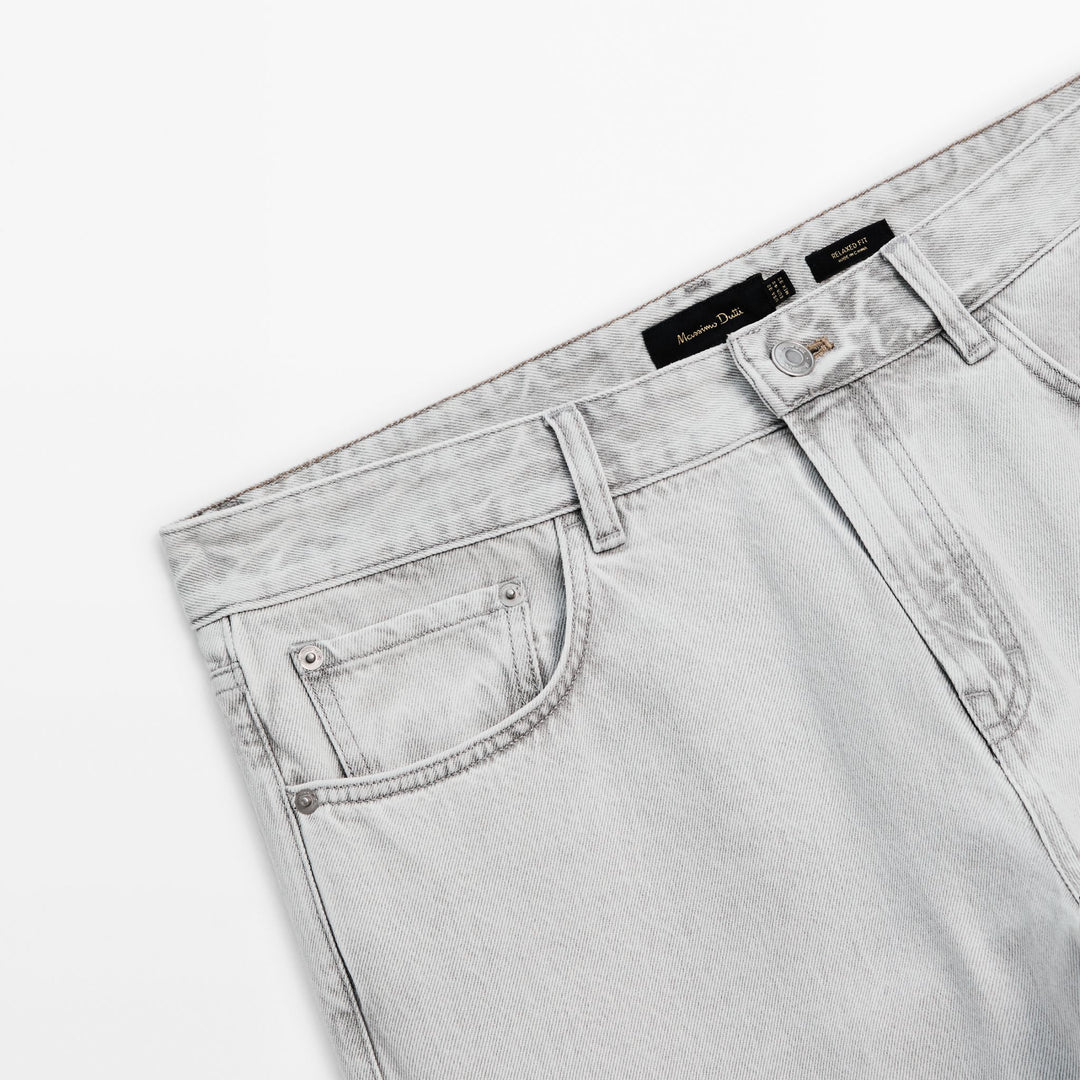 Moudda Massimo Dutti - Pantalon jean gris clair relaxed - Tunisie 4