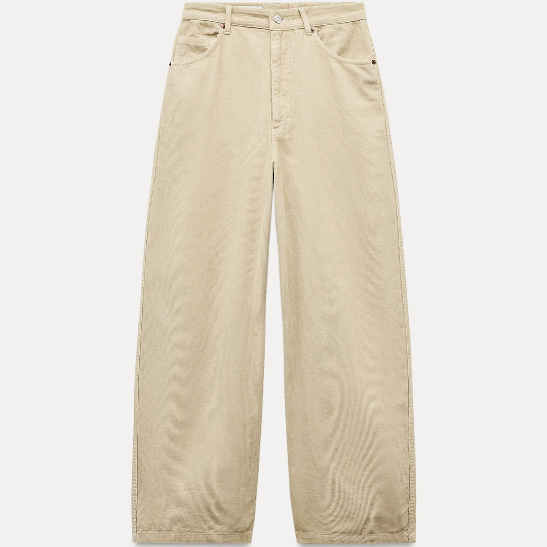 Moudda ZARA - Pantalon relaxed oversized velours côtelé taille mi-haute longueur complète - Tunisie 2