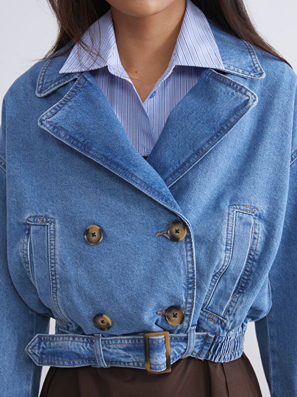 Moudda LC Waikiki - Veste tissée en denim Femme Rodéo mid indigo - Tunisie 3