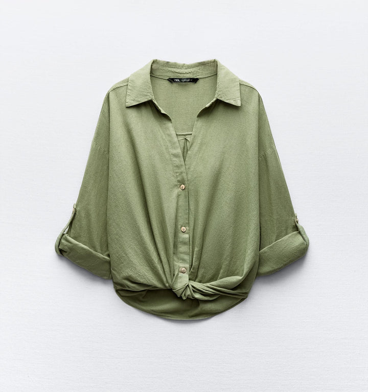 Moudda ZARA - Chemise nœud lin/viscose passant manche - Tunisie 2