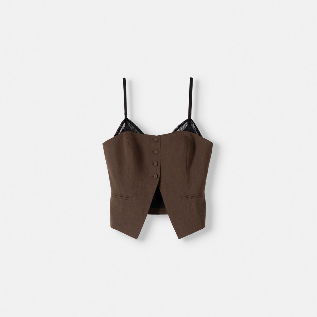 Moudda BERSHKA - Gilet Bimatière en Polyviscose et Dentelle - Tunisie 1