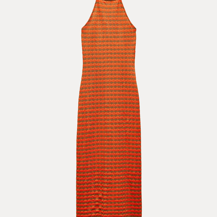 Moudda ZARA - Robe longue col brassière, jacquard rayé - Tunisie 2