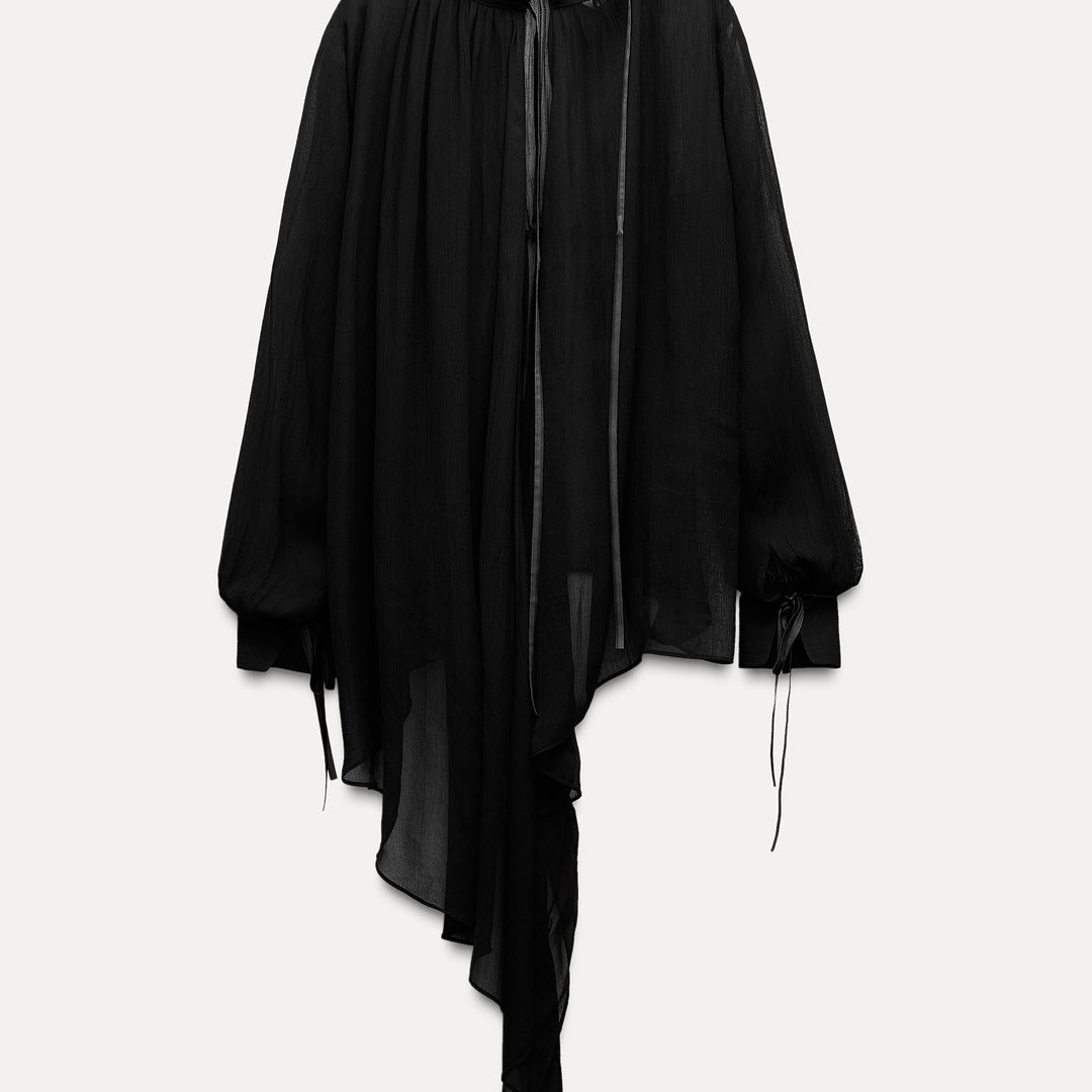 Moudda ZARA - Blouse noir et blanc multiposition combinée velours - Tunisie 8