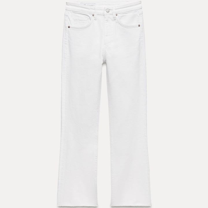 Moudda ZARA - Pantalon évasé court 5 poches taille haute ourlet brut - Tunisie 1