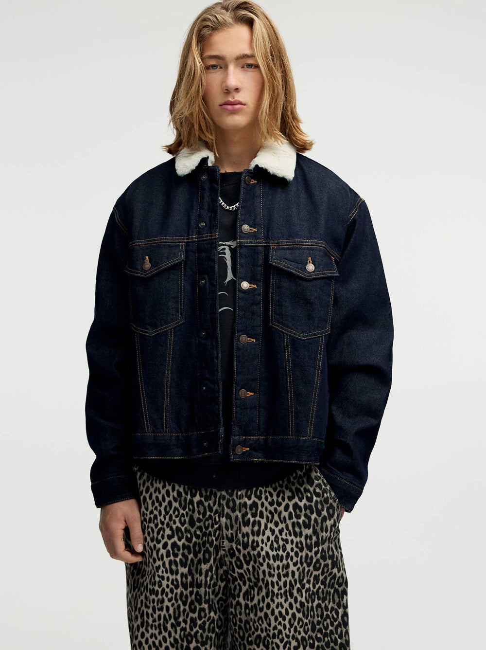 Moudda PULL & BEAR - Veste Denim Teddy Indigo Rinse - Tunisie 2