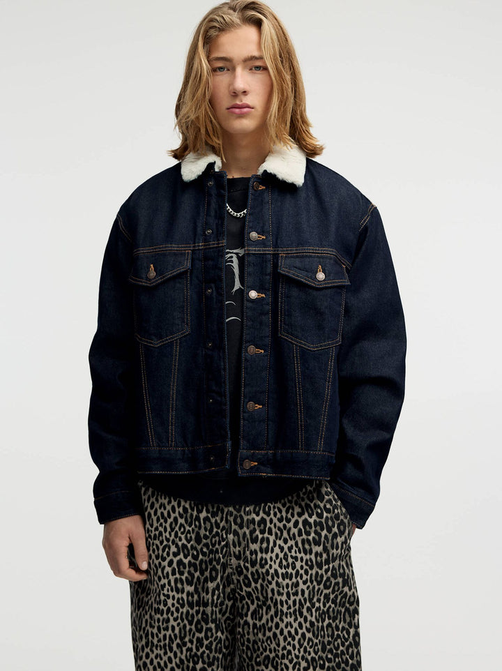 Moudda PULL & BEAR - Veste Denim Teddy Indigo Rinse - Tunisie 2