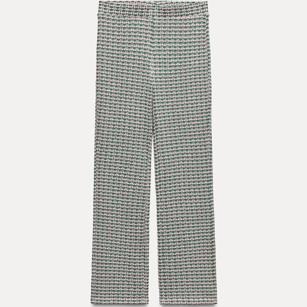 Moudda ZARA - Vert – pantalon 7/8 jacquard structuré - Tunisie 2