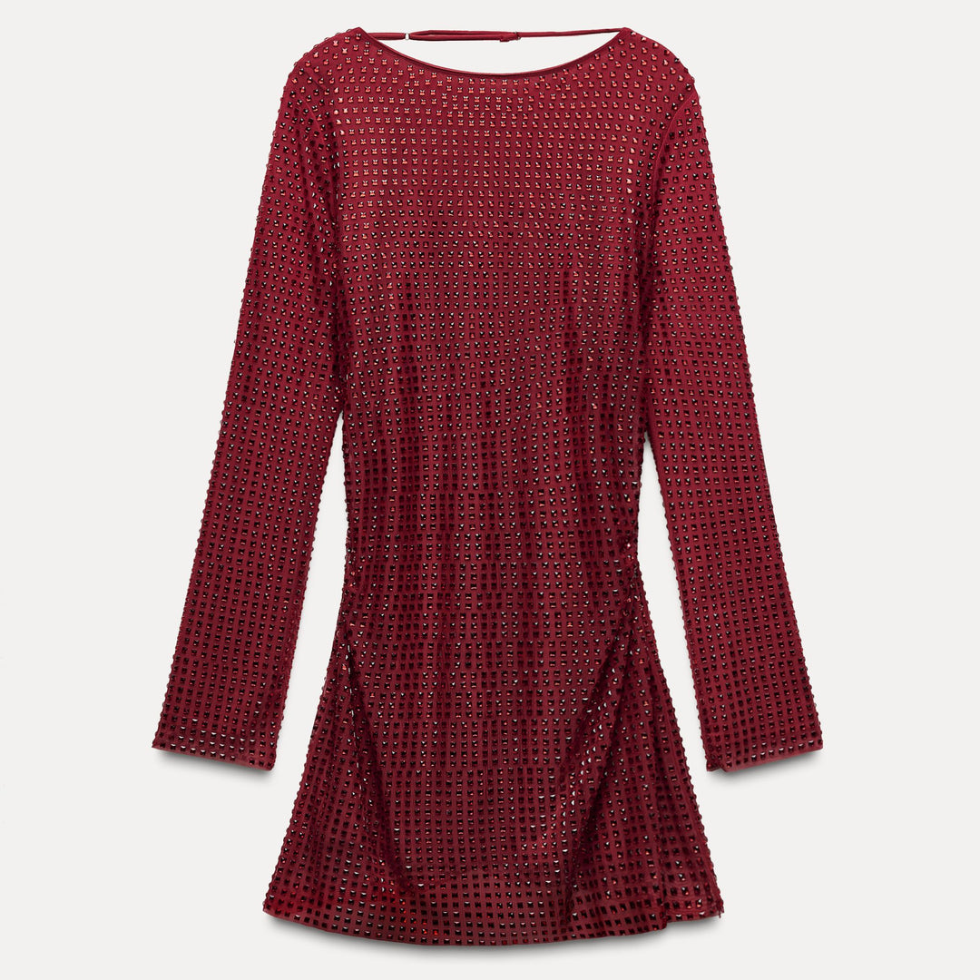 Moudda ZARA - Robe courte en mesh, strass, manches longues - Tunisie 1
