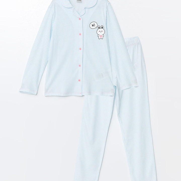 Moudda LC Waikiki - Pyjama en jersey manches longues moyen Fille Imprimé en blanc - Tunisie 1
