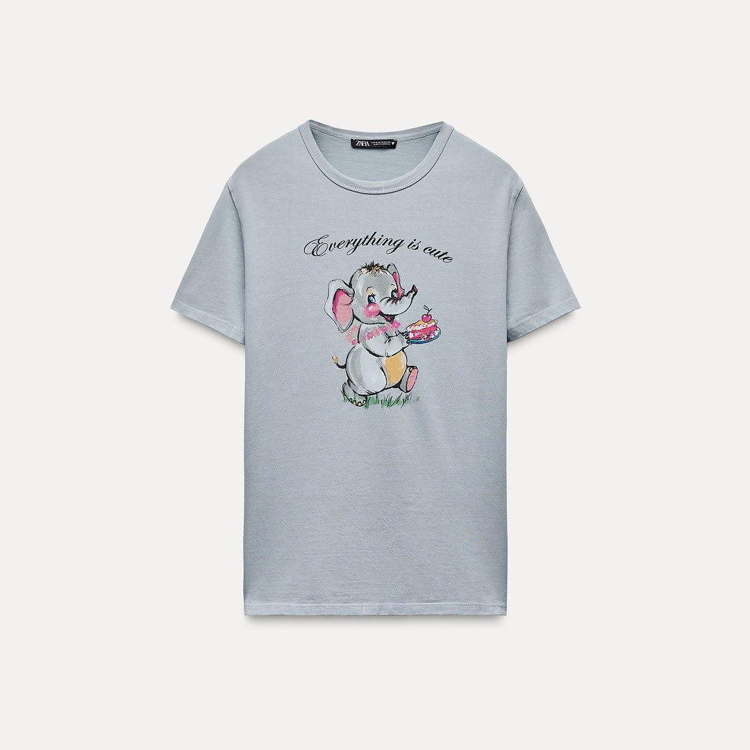 Moudda ZARA - T-shirt Délavé Imprimé Éléphant Asie - Tunisie 2