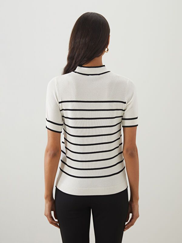 Moudda LC Waikiki - Pull en tricot Femme Rayures noires - Tunisie 4