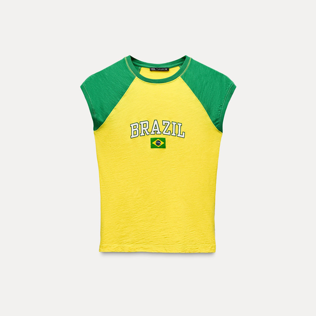 Moudda ZARA - T-shirt flammé manches raglan, imprimé pays - Tunisie 2