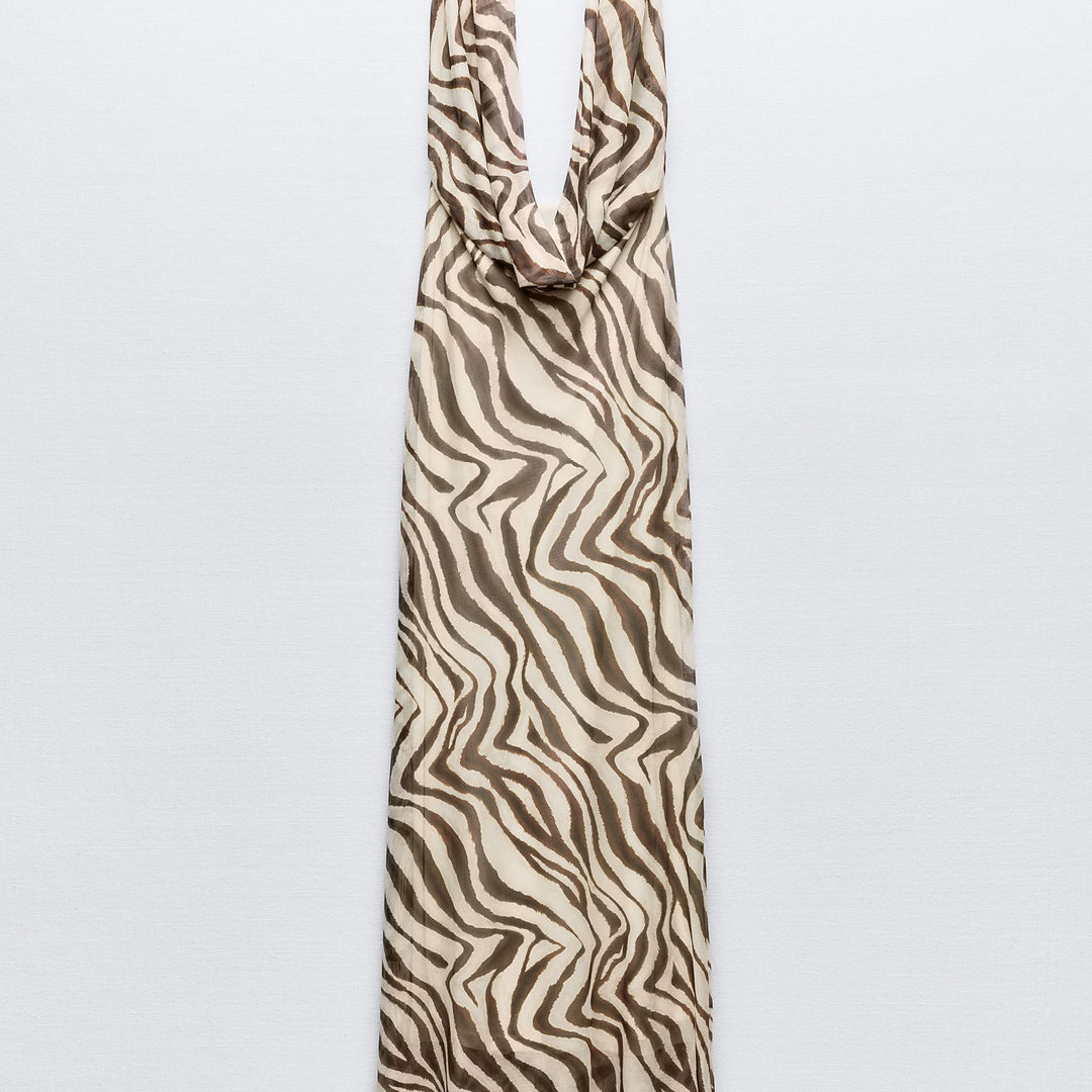 Moudda ZARA - Robe longue mesh drapée imprimée zèbre - Tunisie 2