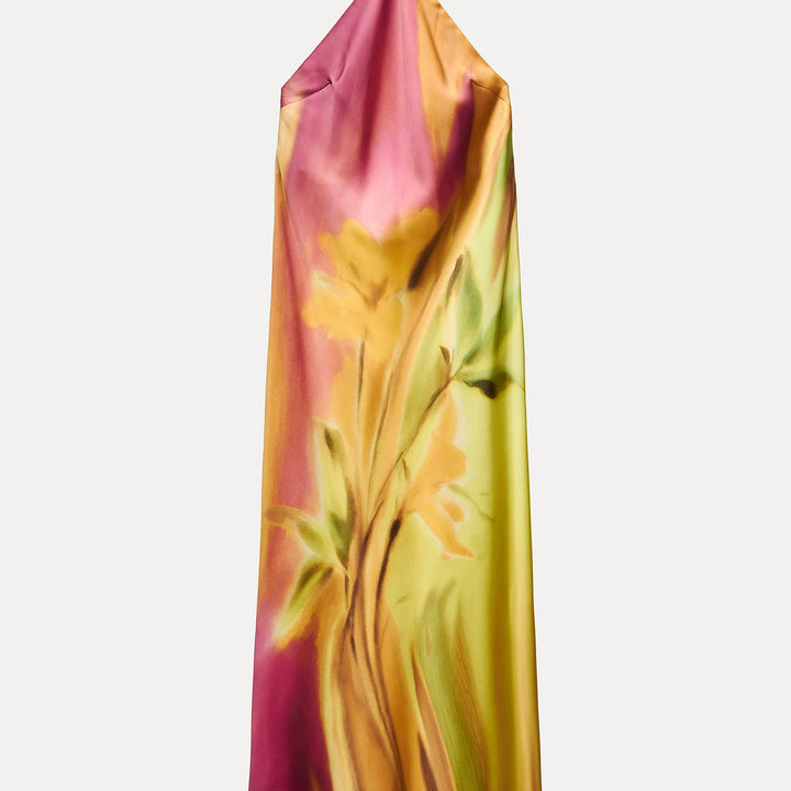 Moudda ZARA - Robe mi-longue satin bustier, imprimé fleur placée - Tunisie 1