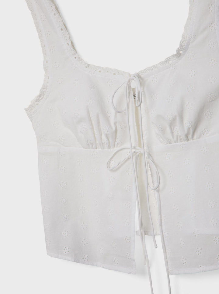 Moudda STRADIVARIUS - Top avec Nœuds et Broderie Suisse - Tunisie 2