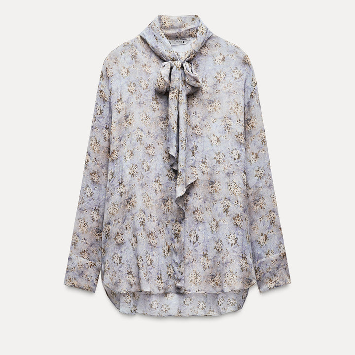 Moudda ZARA - Blouse ample bambou mini-fleurs nœud - Tunisie 1
