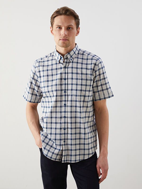 Moudda LC Waikiki - Chemise à carreaux manches courtes en tissu tissé pour Homme - Tunisie 1