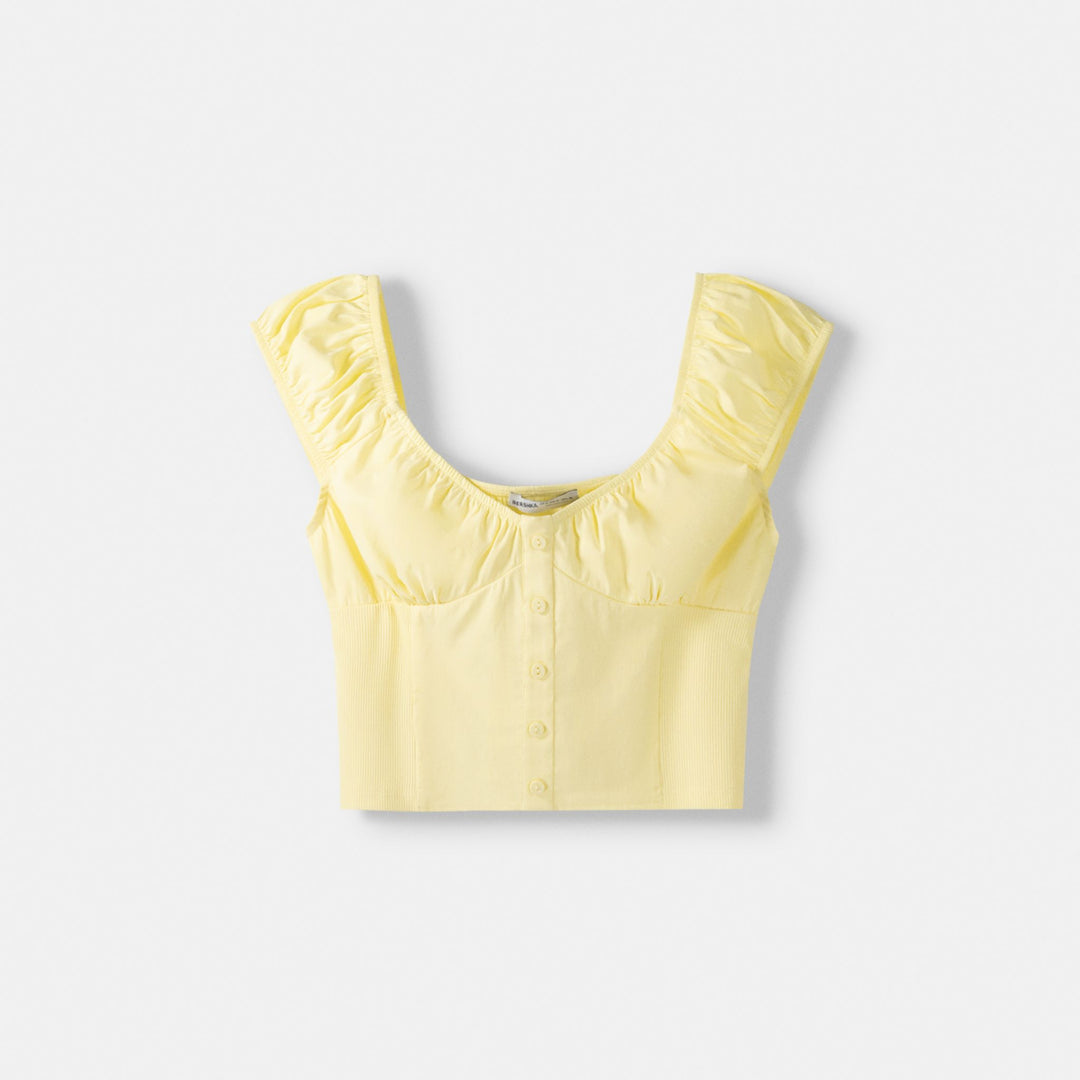 Moudda BERSHKA - Blouse Courte Bimatière à Manchettes - Tunisie 1