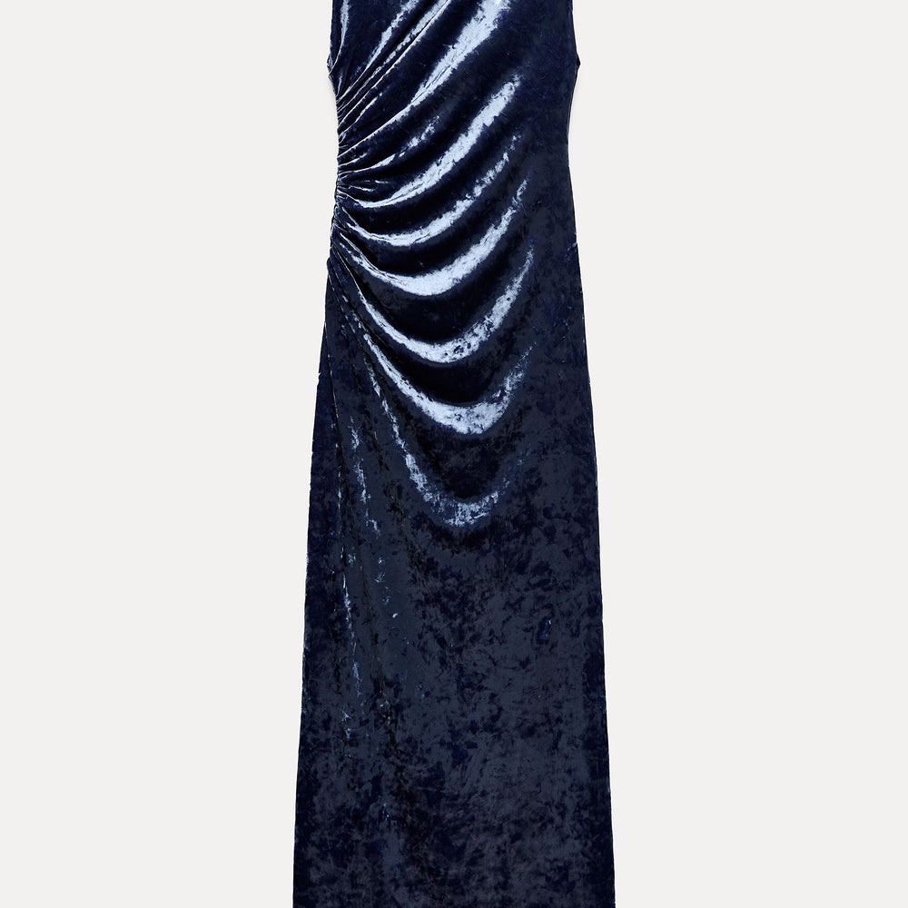Moudda ZARA - Robe mi-longue velours manches courtes enveloppante drapée latérale - Tunisie 2