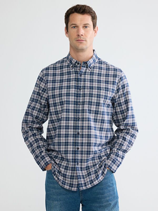 Moudda LC Waikiki - Chemise à carreaux manches longues en tissu pour Homme - Tunisie 1