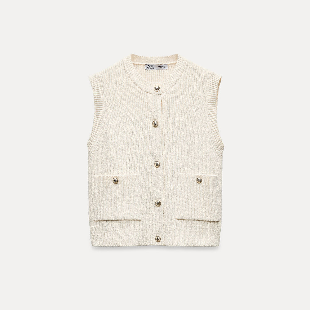 Moudda ZARA - Beige – gilet marin bouton doré - Tunisie 2