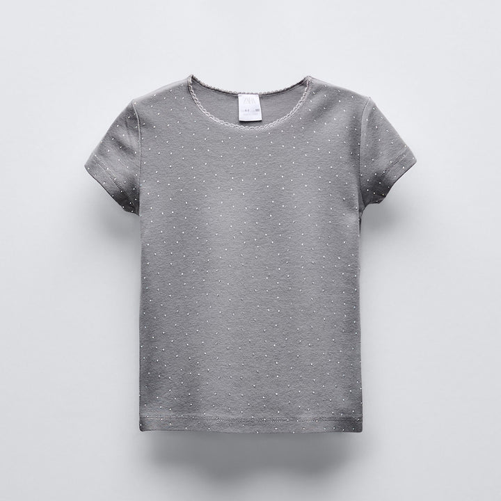 Moudda ZARA - T-shirt imprimé intégral, brillants et dentelle - Tunisie 1