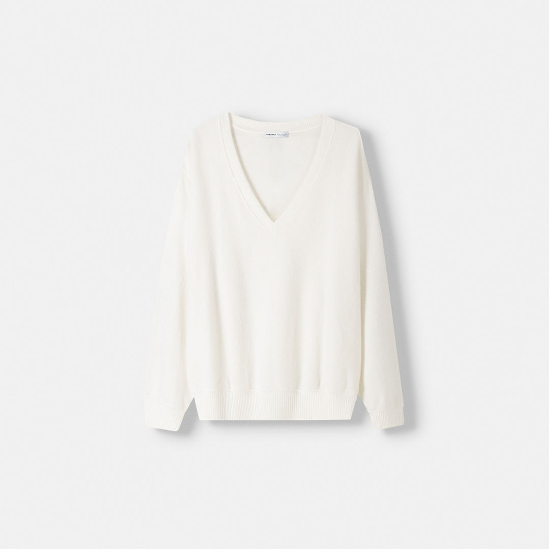 Moudda BERSHKA - Pull Oversize Col V en Maille Coupée - Tunisie 1