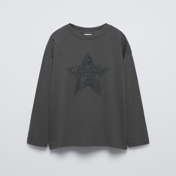 Moudda ZARA - T-shirt appliqué dentelle étoile et nœud - Tunisie 1