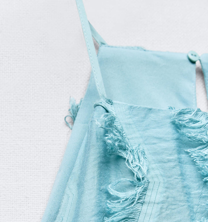 Moudda ZARA - Robe mi-longue col brassière, franges - Tunisie 1