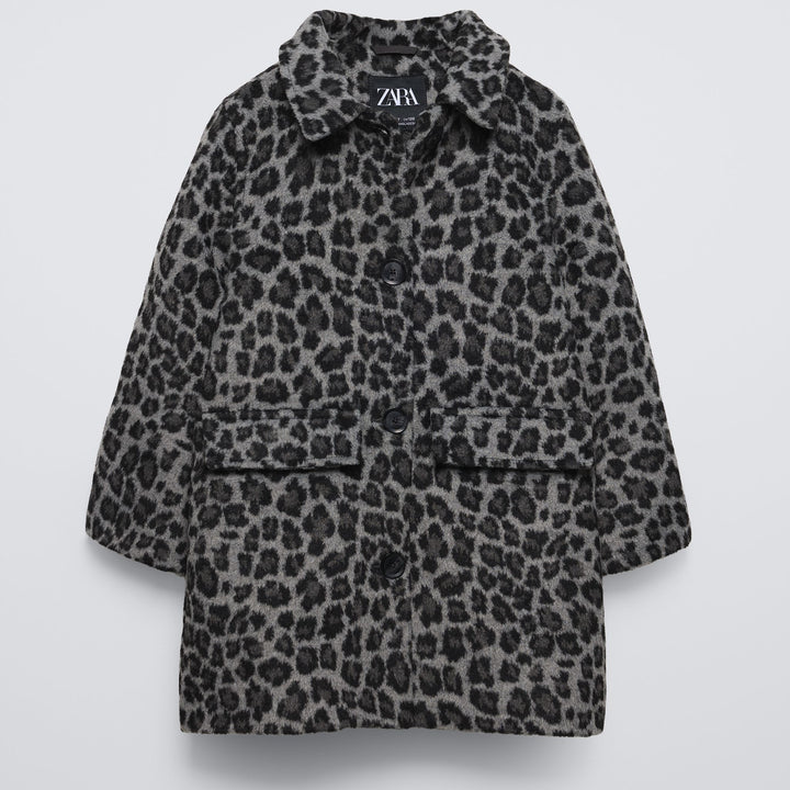 Moudda ZARA - Manteau Fille en Drap Imprimé Animal Gris - Tunisie 2