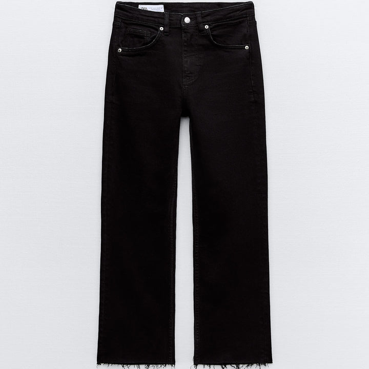 Moudda ZARA - Pantalon évasé court 5 poches taille haute ourlet brut - Tunisie 1
