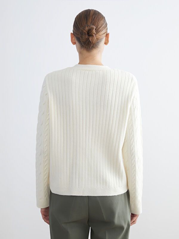 Moudda LC Waikiki - Cardigan tricot épais Femme Ecru - Tunisie 4