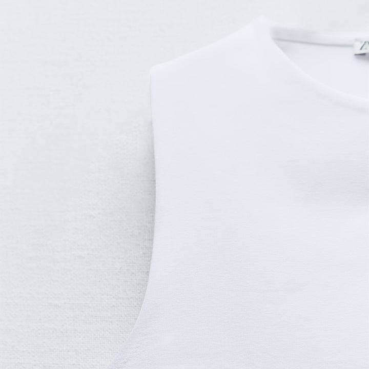 Moudda ZARA - T-shirt coton élasthanne, col rond, court, manches courtes - Tunisie 3