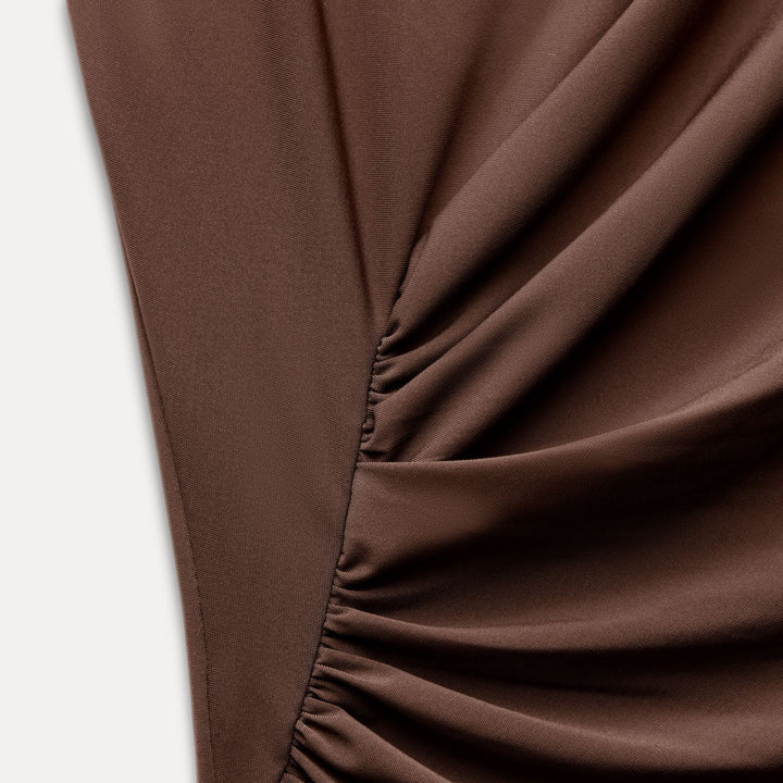 Moudda ZARA - Robe mi-longue maille manches tombantes pli latéral - Tunisie 3