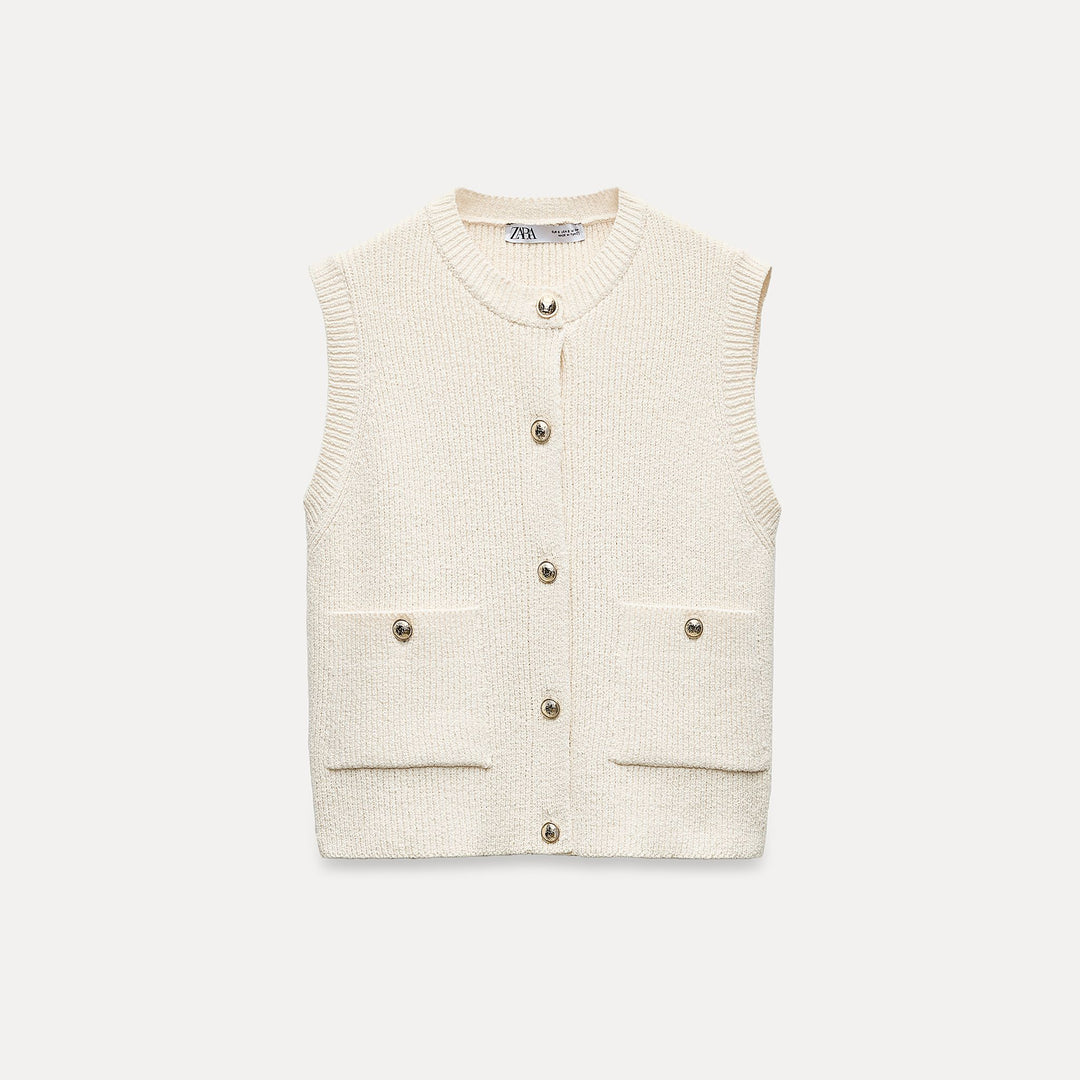 Moudda ZARA - Beige – gilet marin bouton doré - Tunisie 1