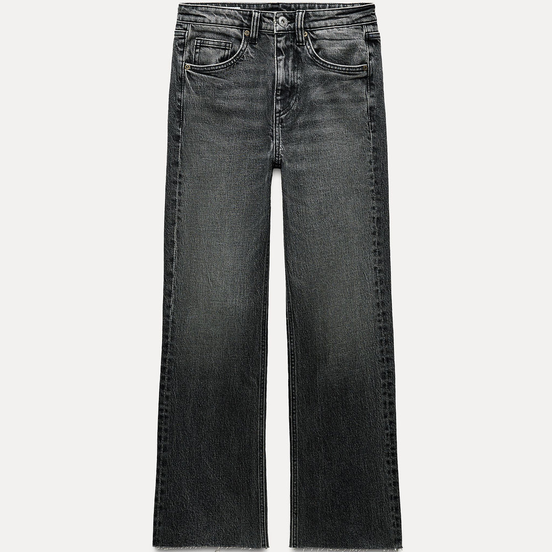 Moudda ZARA - Pantalon cropped flare 5 poches mid rise bas raw - Tunisie 1