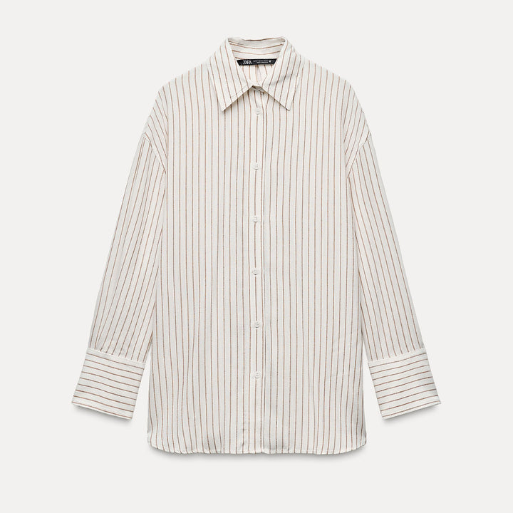 Moudda ZARA - Chemise lin/viscose rayée nœuds dos - Tunisie 1