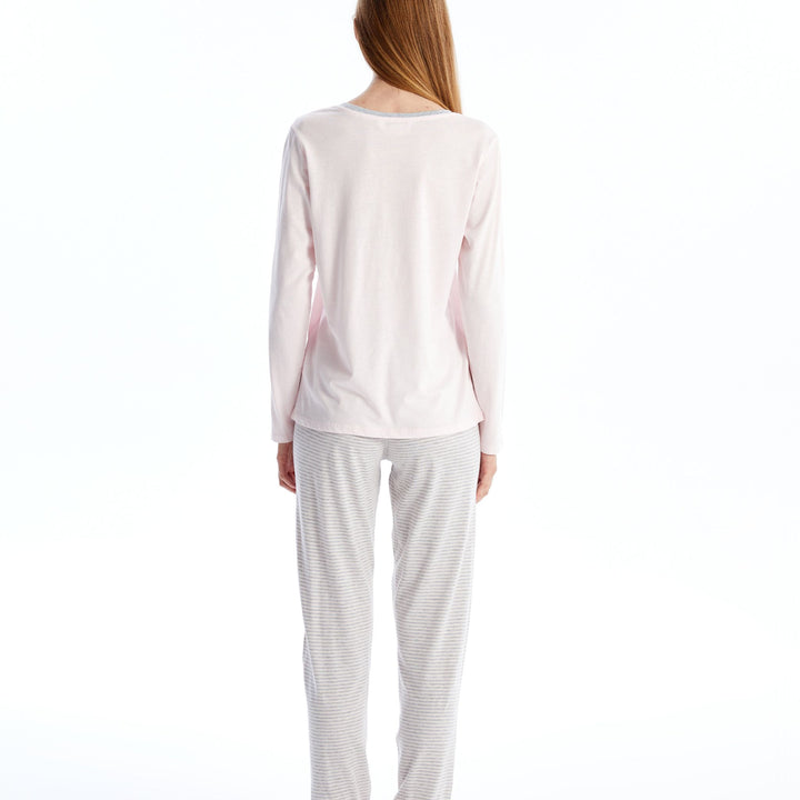 Moudda LC Waikiki - Pyjama en jersey manches longues Femme Mélange rayé - Tunisie 4