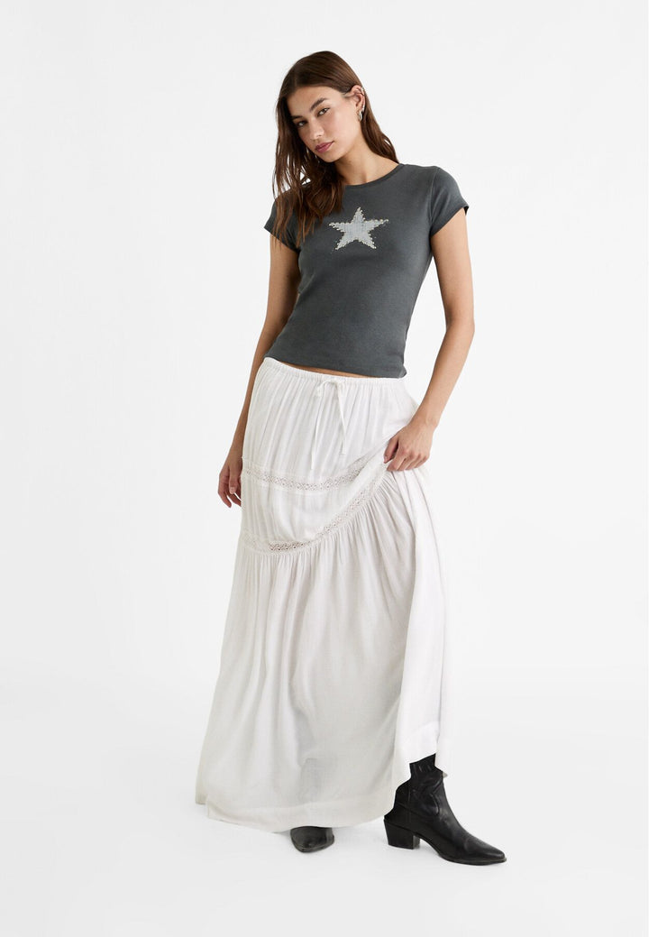 Moudda STRADIVARIUS - T-Shirt M/C Col Rond Imprimé avec Clous - Tunisie 3