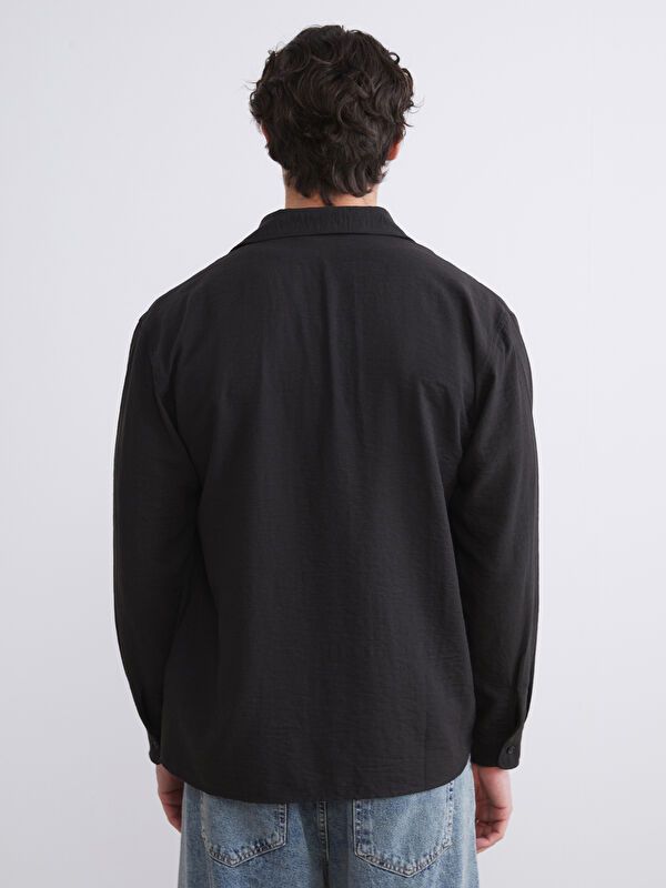 Moudda LC Waikiki - Chemise tissée manches longues Homme Noir - Tunisie 4