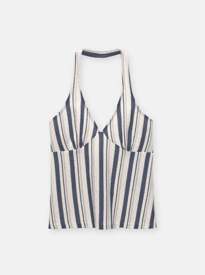 Moudda PULL & BEAR - Body Top Halter Bretelles Dos Rayure Rustique - Tunisie 2