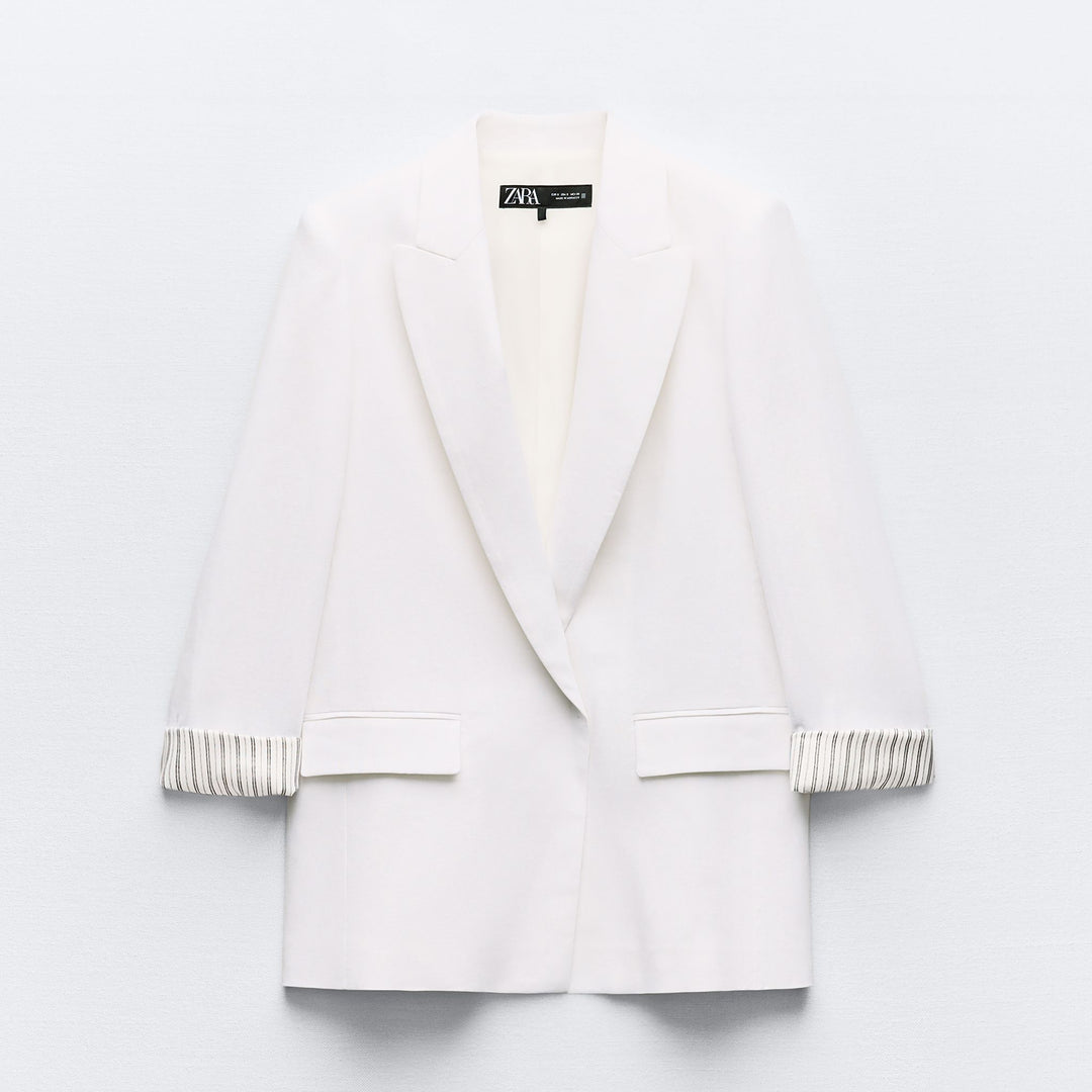 Moudda ZARA - Veste tailleur en lin poignet imprimé - Tunisie 2