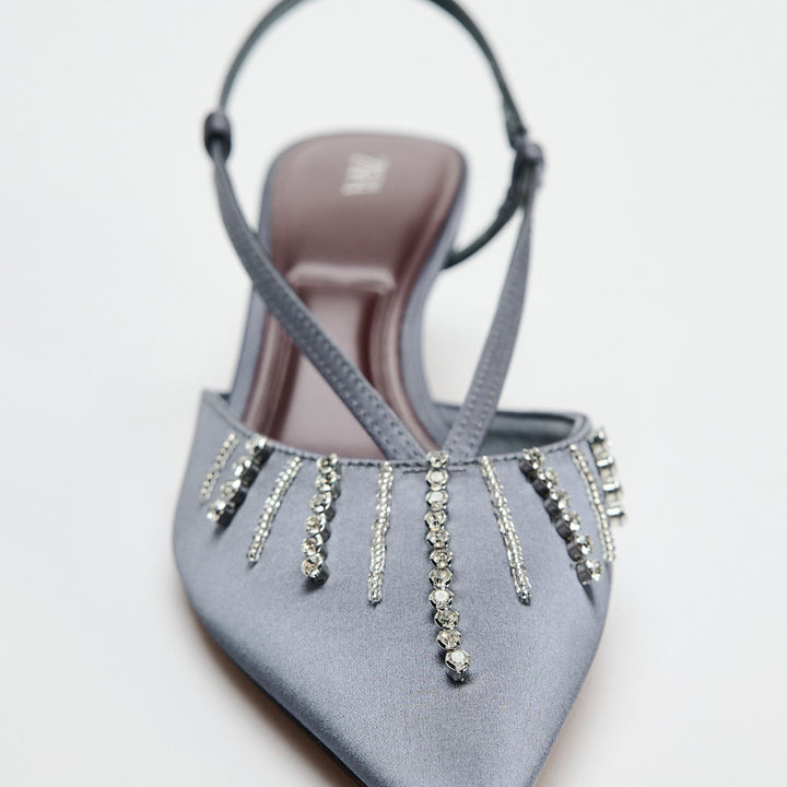 Moudda ZARA - Mocassins talon moyen satin strass - Tunisie 3