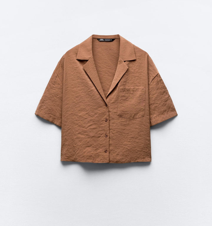 Moudda ZARA - Chemise fluide manches courtes col chemise poche - Tunisie 1